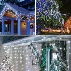 KNONEW Christmas Lights Décorations Extérieures 400 LED 33ft 8 Modes Rideau Fairy String Light Avec 75 Gouttes, Fils Clairs LED String Light Decor Pour Mariage Vacances Vacances Noël Décorations Cool White -Oui || N/A || pearhead 41E4Inc6WL. AC US1000