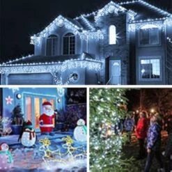 KNONEW Christmas Lights Décorations Extérieures 400 LED 33ft 8 Modes Rideau Fairy String Light Avec 75 Gouttes, Fils Clairs LED String Light Decor Pour Mariage Vacances Vacances Noël Décorations Cool White -Oui || N/A || pearhead 41XR6j2RT8L. AC US1000