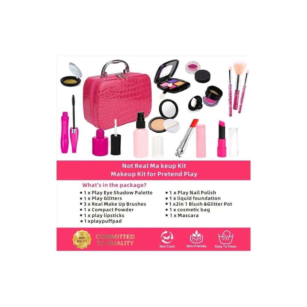 Kit De Maquillage Bretend Yaostyichy Pour Filles, Ensemble De Jeu Pour Enfants - Avec Sac Cosmétique Anniversaire Noël, Jouet Pour Tout-petits, Petite Fille 3 Ans + ( Maquillage Non Réel ) ( Enfants Roses ) 5 Kit De Maquillage Bretend Yaostyichy Pour Filles, Ensemble De Jeu Pour Enfants - Avec Sac Cosmétique Anniversaire Noël, Jouet Pour Tout-petits, Petite Fille 3 Ans + ( Maquillage Non Réel ) ( Enfants Roses ) - Image 3