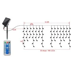 Lumières De Noël Homeleo Solar Icicle, Lumières Extérieures En Icicle, Lumières De Balcon Multicolores Pour Décorations De Noël Extérieures, Porche Arrière-cour Patio House Bedroom Décor ( 14,5Ft / 30 Drops / 160 LED ) -Oui || N/A || pearhead 516o9ZMwHL. AC SR10001000