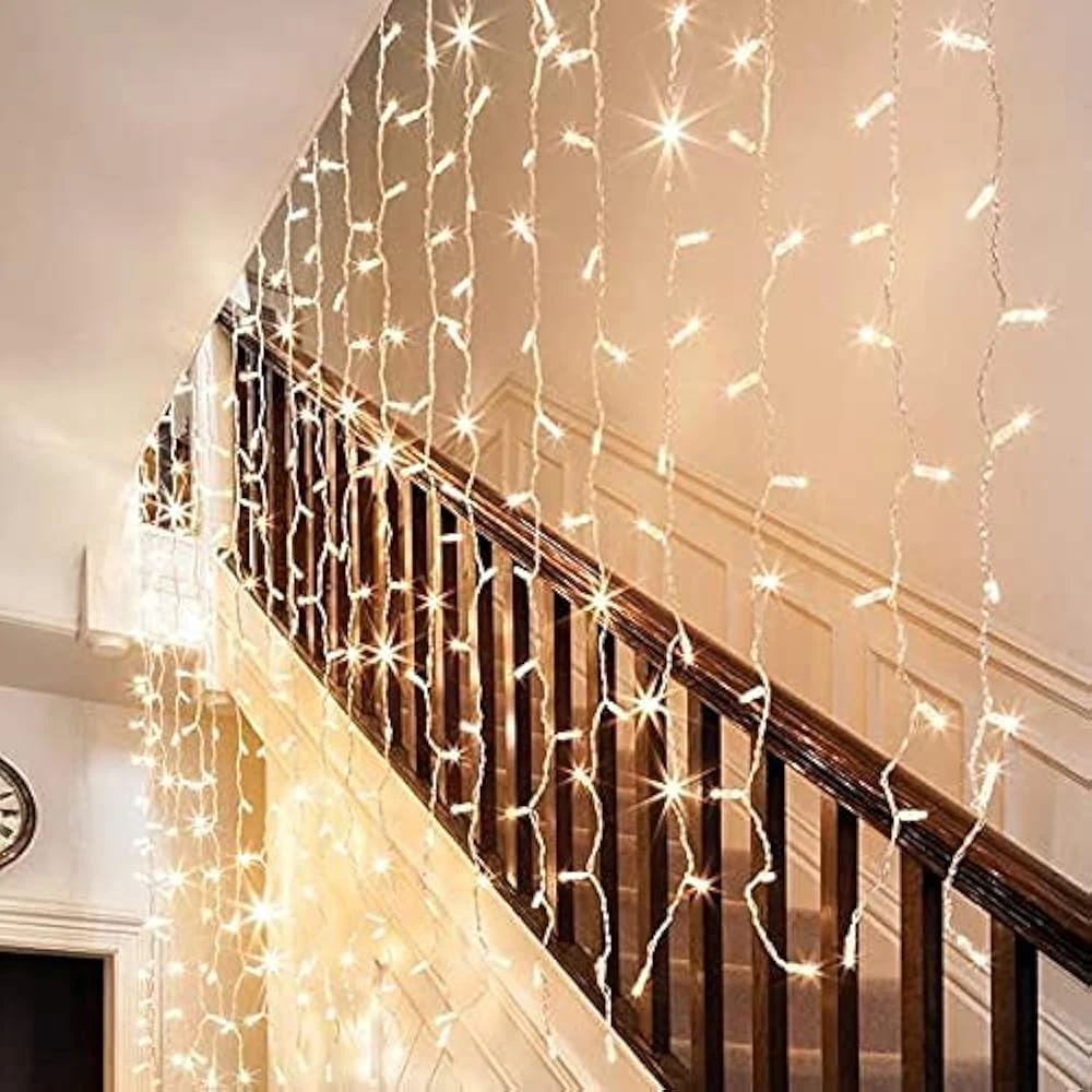 Feux De Rideau Extérieur Kemooie 400 LED, 26,2FT X 3,3FT Feux De Chaîne De Rideau Avec 8 Modes De Brillance Pour La Cérémonie Intérieure Anniversaire Fête De Noël Chambre Balcon Décorations De Toit ( Blanc Chaud ) 11 Feux De Rideau Extérieur Kemooie 400 LED, 26,2FT X 3,3FT Feux De Chaîne De Rideau Avec 8 Modes De Brillance Pour La Cérémonie Intérieure Anniversaire Fête De Noël Chambre Balcon Décorations De Toit ( Blanc Chaud ) - Image 9