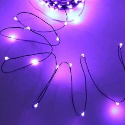 Twinkle Star 33 FT 120 LED Lumière Solaire Extérieure, Solaire Alimenté Halloween Lumières Décoratives De Fée Avec 8 Modes, Étanche Noir Fil Lumière De Noël Patio Yard Fête De Mariage, Violet, 2 Pack -Oui || N/A || pearhead 519CzRWRZSL. AC SL1001