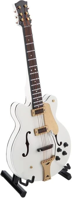 Réplique De Guitare électrique Miniature, Ornement De Modèle D'instrument Blanc 5,5 Pouces Avec Support Et étui Cadeau Noir, Cadeau De Noël Ou D'anniversaire Parfait -Oui || N/A || pearhead 51BkDcLfruS. AC SL1500 1