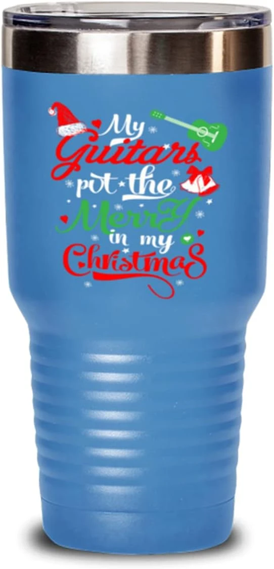 Guitar Tumbler - Drôle De Guitare Lover - Pour Les Guitaristes - Idées De Noël - Mes Guitares Mettent Le Joyeux Dans Mon Noël - 30oz Light Blue 3 Guitar Tumbler - Drôle De Guitare Lover - Pour Les Guitaristes - Idées De Noël - Mes Guitares Mettent Le Joyeux Dans Mon Noël - 30oz Light Blue
