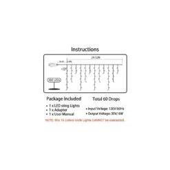 Toodour Christmas Icicle Lights, RGB Color Changing Icicle Lights Avec Télécommande, 360 LED 29.5ft Fenêtre Fées Lumières Avec 60 Gouttes, LED Lumières De Noël Pour La Maison, Jardin, Décorations De Noël En Plein Air -Oui || N/A || pearhead 51LJDrp3M6L. AC SR10001000