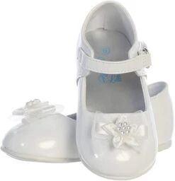 Lito Joyce Infant Girls Occasion Spéciale / Noël Chaussure Blanche / Ivoire Avec Arc