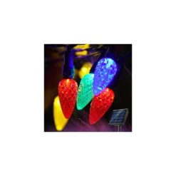 STRAWCOR Fraise Solaire Lumières De Noël En Plein Air, 50LED C6 Fraise Solaire Jardin LED Lumières Arbre De Noël Décorations-Multicolore Solaire Décor De Noël Lumières Pour Arbre, Home Decor