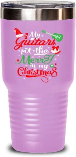Guitar Tumbler - Drôle D'amant De Guitare - Pour Les Guitaristes - Idées De Noël - Mes Guitares Mettent Le Joyeux Dans Mon Noël - 30oz Light Purple