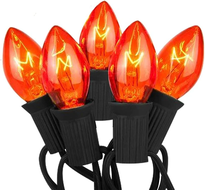 Lumières De Noël Orange SUNSGNE C7, Lumières De Cordes Orange Extérieures 25Ft Avec 27 Ampoules Orange Clair ( 2 Pièces De Rechange ), Lumières De Noël Vintage Pour Patio, Café, Fête, Vacances, Décoration De Noël - Fil Noir 3 Lumières De Noël Orange SUNSGNE C7, Lumières De Cordes Orange Extérieures 25Ft Avec 27 Ampoules Orange Clair ( 2 Pièces De Rechange ), Lumières De Noël Vintage Pour Patio, Café, Fête, Vacances, Décoration De Noël - Fil Noir
