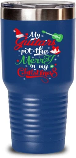 Tumbler Guitare - Amant Guitare Drôle - Pour Guitaristes - Idées De Noël - Mes Guitares Mettre Le Merry Dans Mon Noël - 30oz Bleu