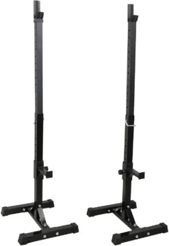 Cadeau De Noël 2 Pcs Réglable Rack Standard Squat Steel Stands Barbell Free Press Bench
