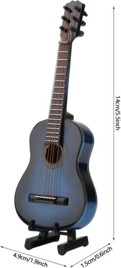 BORDSTRACT Mini Guitare Modèle Kit, Instrument De Musique Guitare Ensemble, Modèle Affichage Guitare Kit, Avec Guitar Stand Et Delicate Case, Modèle Mini Ornements Artisanat, Cadeau Pour Noël, Thanksgiving(14CM-Blue) -Oui || N/A || pearhead 51v4X3 N9UL. AC SL1500
