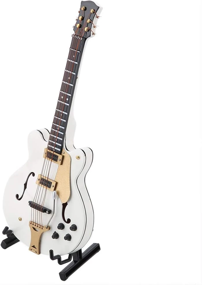Guitare Miniature Blanc Hilitand, Modèle Instrument 7 Pouces, Avec Support AFrame Réglable, Mini Instrument De Musique, Ornements Guitare Électrique, Cadeau Noël / Anniversaire 7 Guitare Miniature Blanc Hilitand, Modèle Instrument 7 Pouces, Avec Support AFrame Réglable, Mini Instrument De Musique, Ornements Guitare Électrique, Cadeau Noël / Anniversaire - Image 5