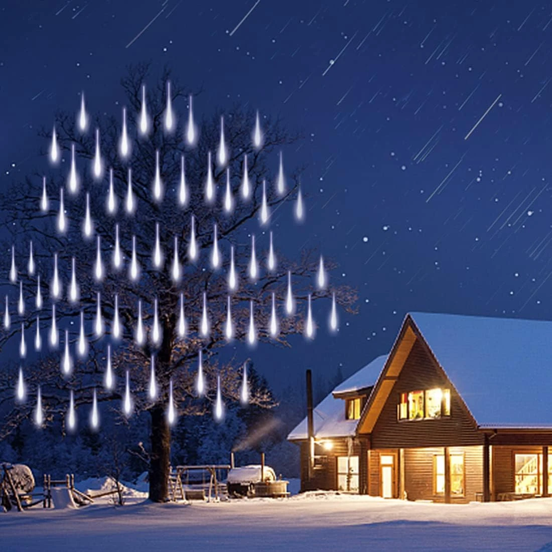 Lumières De Noël Attenantes à L'extérieur, Lumières De Douche De Météore 12 Pouces 8 Tubes Pluie Tombante Pluie Tombant Sur La Neige Lumières D'icônes En Cascade Pour Arbre De Noël, Décorations De Noël à L'extérieur, Luces De Navidad Para Extérieur ( Blanc ) 5 Lumières De Noël Attenantes à L'extérieur, Lumières De Douche De Météore 12 Pouces 8 Tubes Pluie Tombante Pluie Tombant Sur La Neige Lumières D'icônes En Cascade Pour Arbre De Noël, Décorations De Noël à L'extérieur, Luces De Navidad Para Extérieur ( Blanc ) - Image 3
