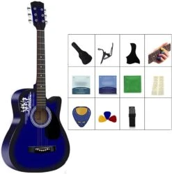 YYFANG Pleine Taille Débutant Classique Guitare Acoustique Dreadnought Cut Corner Basswood Panneau 6 Chaîne En Acier Starter Kit Pour Enfants Adulte Pour Noël Cadeau D'anniversaire ( Couleur: Violet-A, Taille: 41inches )