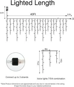 Lumières En Glaçon En Plein Air, Lumières De Noël Blanches 40 Pieds Avec 81 Gouttes, Lumières De Noël En Glaçon 432 LED En Plein Air Avec Télécommande Et Minuterie, Lumières De Noël Pour Le Mariage Des Combles, Blanc Pur -Oui || N/A || pearhead 61 gSMBCjyL. AC SL1500