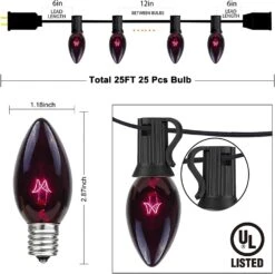 Feux De Chaîne De Noël Noir Abeja C9, Feux De Noël Vintage 25Ft Avec 26 Ampoules Violettes Noires ( 1 Pièce De Rechange ), Feux De Chaîne De Terrasse Connectables Pour Décor De Vacances De Toit De Noël Patio, Fil Noir 11 Feux De Chaîne De Noël Noir Abeja C9, Feux De Noël Vintage 25Ft Avec 26 Ampoules Violettes Noires ( 1 Pièce De Rechange ), Feux De Chaîne De Terrasse Connectables Pour Décor De Vacances De Toit De Noël Patio, Fil Noir -Oui || N/A || pearhead 610pZWDSAkL. AC SL1500