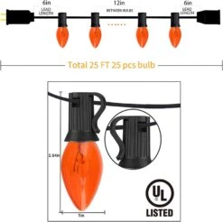 Lumières De Noël Orange SUNSGNE C7, Lumières De Cordes Orange Extérieures 25Ft Avec 27 Ampoules Orange Clair ( 2 Pièces De Rechange ), Lumières De Noël Vintage Pour Patio, Café, Fête, Vacances, Décoration De Noël - Fil Noir 10 Lumières De Noël Orange SUNSGNE C7, Lumières De Cordes Orange Extérieures 25Ft Avec 27 Ampoules Orange Clair ( 2 Pièces De Rechange ), Lumières De Noël Vintage Pour Patio, Café, Fête, Vacances, Décoration De Noël - Fil Noir -Oui || N/A || pearhead 6111x z3R0L. AC SL1500