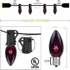CHYParty C7 Halloween Lumières, 25Ft Noir Violet Incandescent Halloween En Plein Air String Lumières, Connectable Vintage Lumières De Noël Pour Extérieur Patio Home Party Jardin Jardin Décorations -Oui || N/A || pearhead 611DitT1s7L. AC SL1500
