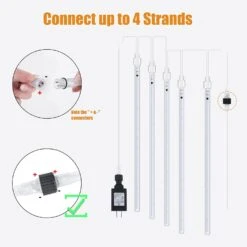 Meteor Shower Lights Outdoor, 16 Pouces 10 Tubes 360 LED Snowfall Lights, Meteor Waterproof Christmas Lights Outdoor, Hanging Falling Rain Lights For Tree Bushes Décoration De Noël, Blanc -Oui || N/A || pearhead 611IGvnv7L. AC SL1500