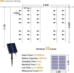 XINXIANLIAN 300LED Solaire Rideau Lumière Extérieur Intérieur Solaire Chaîne Lumières Étanche Fée Fenêtre Lumières, Twinkle Lumières 8 Modes Décoration De Noël Pour La Maison Jardin Patio (Warm White) -Oui || N/A || pearhead 611QxTdRi6L. AC SL1500