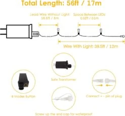 EXF 2-Pack Connectable Lumières De Noël, Total 240LED Imperméable Fil Clair String Lumières Intérieur / Extérieur, 8 Modes Scintillement Lumières Pour La Chambre, Jardin, Décorations D'arbre De Noël (blanc Chaud) -Oui || N/A || pearhead 611wdhKYZUL. AC SL1500