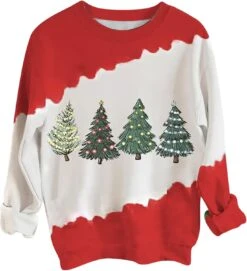 Hauts De Pull Rose Pour Femmes Nouveauté Drôle De Noël Sweat-shirt Graphique à Manches Longues Décontracté