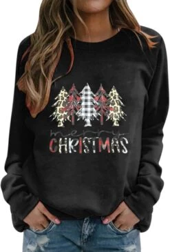 Miekld 2023 Femmes De Noël Graphique Sweatshirts Automne Mode Hoodies Sweatshirts Pour Adolescents Filles Relaxed Fit Hoodies