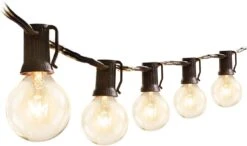 Feux De Chaîne D'extérieur 75Ft G40 UL Listé 80 Ampoules Edison (5 Pièce De Rechange) Feux De Corde Globe étanche Pour Le Bistro De Balcon En Patio Café Suspendu Intérieur Décor De Fête De Noël Avec 75 Poches E12