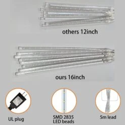 Aokudoni Halloween Décorations Outdoor, Upgraded 16inch/40cm Meteor Shower Rain Lights, Purple Icicle String Lights Pour Noël Arbre Décoration Fête Du Nouvel An, UL Plug -Oui || N/A || pearhead 614 oEQMlpS. AC SL1000