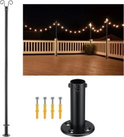 Pôle D'éclairage Extérieur, 11 Pôles D'éclairage FT Pour Terrasse En Bois, Pôle D'éclairage En Métal Imperméable Robuste Pour L'extérieur De La Cour De Jardin Dur, Noël, Mariage, Fête