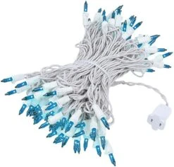 Nouveauté Lumières 100 Light Teal Noël Mariage Mini String Light Set, Blanc Fil, Intérieur/Extérieur UL Listé, 50' Long