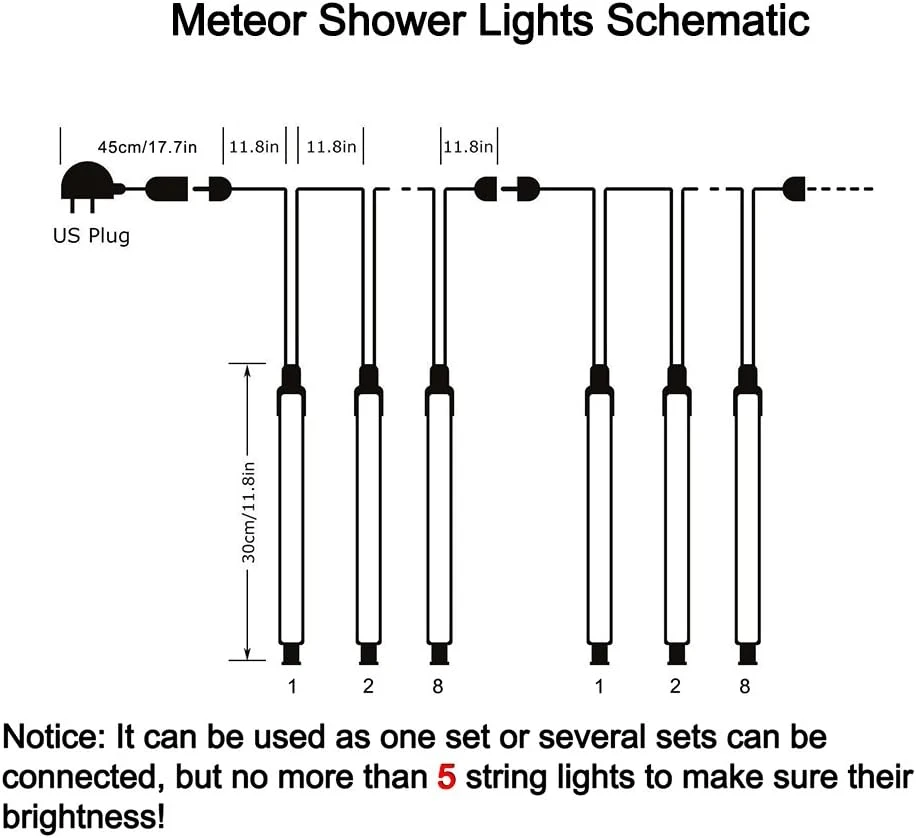 Lumières De Noël Attenantes à L'extérieur, Lumières De Douche De Météore 12 Pouces 8 Tubes Pluie Tombante Pluie Tombant Sur La Neige Lumières D'icônes En Cascade Pour Arbre De Noël, Décorations De Noël à L'extérieur, Luces De Navidad Para Extérieur ( Blanc ) 9 Lumières De Noël Attenantes à L'extérieur, Lumières De Douche De Météore 12 Pouces 8 Tubes Pluie Tombante Pluie Tombant Sur La Neige Lumières D'icônes En Cascade Pour Arbre De Noël, Décorations De Noël à L'extérieur, Luces De Navidad Para Extérieur ( Blanc ) - Image 7