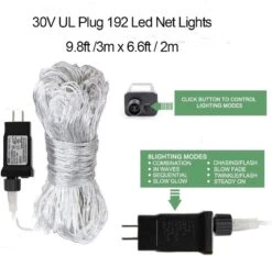 Woohaha LED Net Mesh Fairy String Lumières Décoratives 192 LED 9.8ft X 6.6ft Avec 30V Tension De Sécurité Pour Noël En Plein Air Mariage Jardin Décorations (192LED, Blanc Chaud) -Oui || N/A || pearhead 619WU3cOLpL. AC SL1010