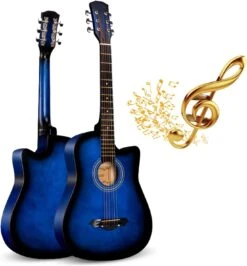 YANG-Plant Flower Stand YYFANG Débutant Classique Guitare Pleine Taille En Acier Cordes Droite Main Starter Kit Pour Enfants Adulte Junior Guitare Pour Noël, Cadeaux Du Nouvel An (Couleur: Bleu, Taille: 38 Pouces)