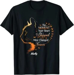 T-Shirt Mémorial Personnalisé Pour Perte De Chat D'animal De Compagnie Le Moment Votre Coeur Arrêté Mine Changé Forever Perte De Chat Nom Personnalisé Animal Sympathie Cadeaux À Manches Courtes Tops Tee Shirt Pour Noël Multi Couleur