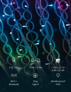 Rideau Scintillant – Lumières De Noël LED Contrôlées Par L'application Avec 210 LED RVB + W ( 16 Millions De Couleurs + Blanc Chaud ). 5 Par 7 Pieds. Câble Clair. Décoration D'éclairage Intelligent Intérieur Et Extérieur 18 Rideau Scintillant – Lumières De Noël LED Contrôlées Par L'application Avec 210 LED RVB + W ( 16 Millions De Couleurs + Blanc Chaud ). 5 Par 7 Pieds. Câble Clair. Décoration D'éclairage Intelligent Intérieur Et Extérieur -Oui || N/A || pearhead 61CliCWFiyL. AC SL1500