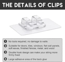 Crochets De Noël Pour Extérieure Chaîne Lumières Heavy Duty Extérieur Lumière Clips Étanche Adhésif Crochet Clair Extérieur Lumière Cintres Pour Patio Suspendu De Noël Lumière Câble Corde Organisateur (100 Pcs) -Oui || N/A || pearhead 61DPVTwwaeL. AC SL1500