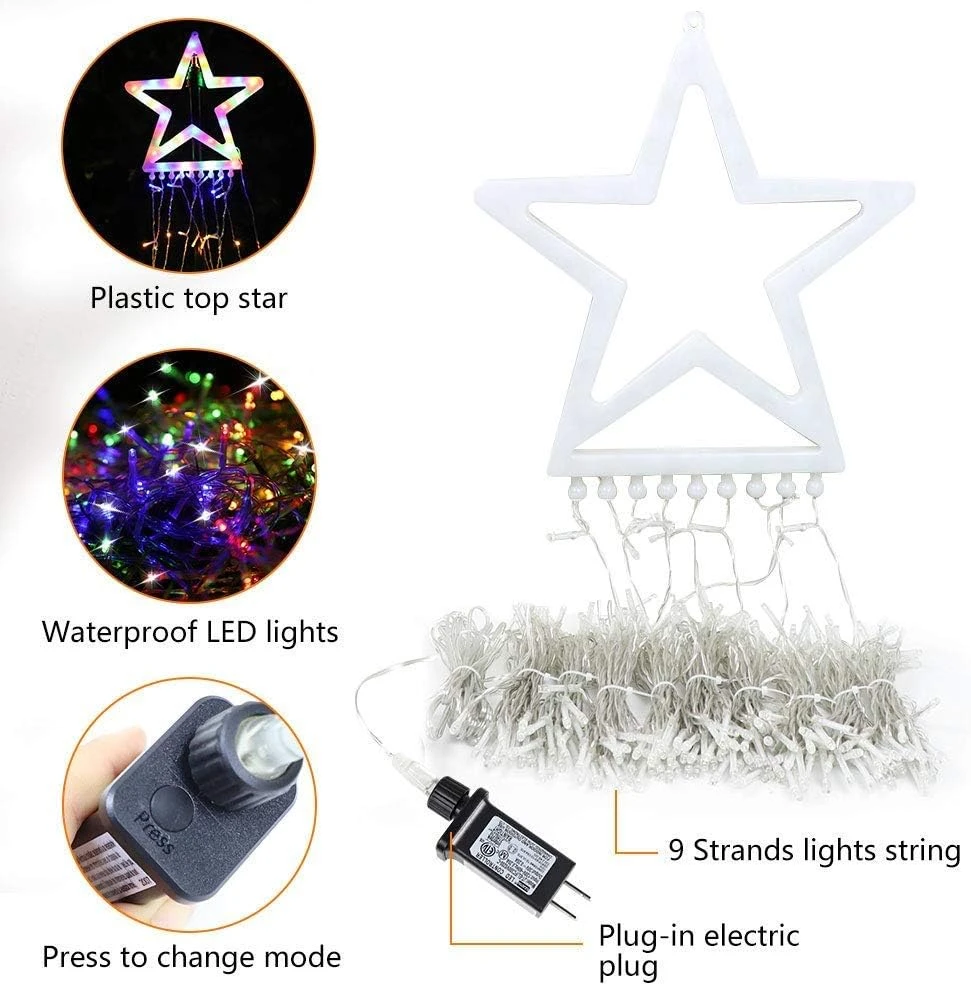 PUHONG Christmas Decoration Outdoor Star String Lights, 16.4Ft Christmas Tree Toppers Lights 320 LED 8 Memory Modes With 14 & Quot; Étoile éclairée Pour Halloween Noël Nouvel An An Anniversaire De Vacances Anniversaire 8 PUHONG Christmas Decoration Outdoor Star String Lights, 16.4Ft Christmas Tree Toppers Lights 320 LED 8 Memory Modes With 14 & Quot; Étoile éclairée Pour Halloween Noël Nouvel An An Anniversaire De Vacances Anniversaire - Image 6