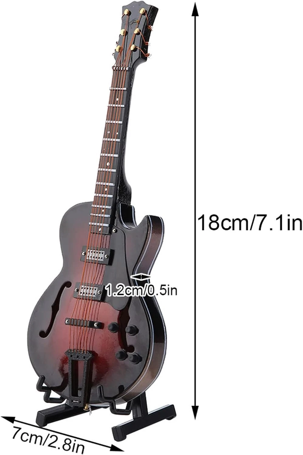Alaaner Classique Miniature Guitare Réplique Avec Stand Et Cas Instrument Modèle Ornements Cadeau De Noël (18cm Modèle) 5 Alaaner Classique Miniature Guitare Réplique Avec Stand Et Cas Instrument Modèle Ornements Cadeau De Noël (18cm Modèle) - Image 3