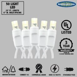 Nouveauté Lumières 50 Lumière LED Noël Mini Ensemble De Lumière, Éclairage Extérieur Mariage Patio String Lights, Blanc Pur, Fil Blanc, 25 Pieds -Oui || N/A || pearhead 61GSYLKskL. AC SL1000