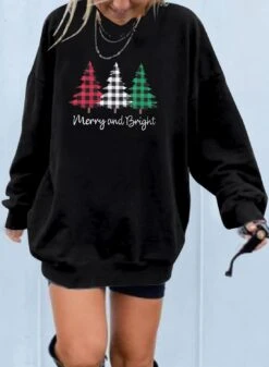 Sweat-shirt De Noël Femmes Joyeux Et Lumineux Chemise Coloré Lettre Imprimé Sweat Casual À Manches Longues Pull Tops -Oui || N/A || pearhead 61GiPteGX4L. AC UL1500