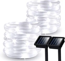 Lumières De Corde Solaire GIGALUMI, 2 Pack Lumières De Corde Solaire En Extérieur Avec 100 LED, 35,7 Pieds 8 Modes Lumières De Cordes Solaires En Extérieur Pour Jardin Clôture De Terrasse Décorations De Noël De Fête De Patio