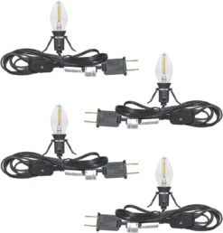 Ensemble De 4 Feux D'accessoires Avec Lumières LED C7, Lumière Unique Avec Ampoule à Lumière à 4 LED, Lumières De Clip De Prise 6FT C7 Avec Fiches D'interrupteur Marche / Arrêt Parfait Pour Le Village D'artisanat Halloween Décoration De Maison De Noël