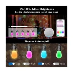 Éclairage De Chaîne Extérieur Intelligent Hiismarter 96ft Avec Alexa, Changement De Couleur De Synchronisation Musicale, Ampoules LED Dimmable 30 RGBW, Contrôle IP65 De L'application WiFi étanche Pour Le Mariage, Noël, Camping, Fête, Arrière-cour -Oui || N/A || pearhead 61L8wOGno8L. AC SR10001000