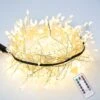RESNICE 20FT Firecracker String Lights 200 LEDs Blanc Chaud Plug In Intérieur Fil D'argent LED Cluster Fées Lumières Avec Télécommande Pour Arbre De Noël, Plante, Salle De Bain,Jardin, Patio,Backyard