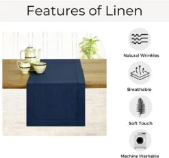 D'Moksha Bleu Marine Table Runner 14 X 72 Pouces, 100% Pur Linge Hemstitch Table Runner 72 Pouces Long, Parfait Pour Noël, Thanksgiving, Mariage, Fête, Salon, Facile Soins Machine Lavable -Oui || N/A || pearhead 61M4R0cZ2L. AC SL1080