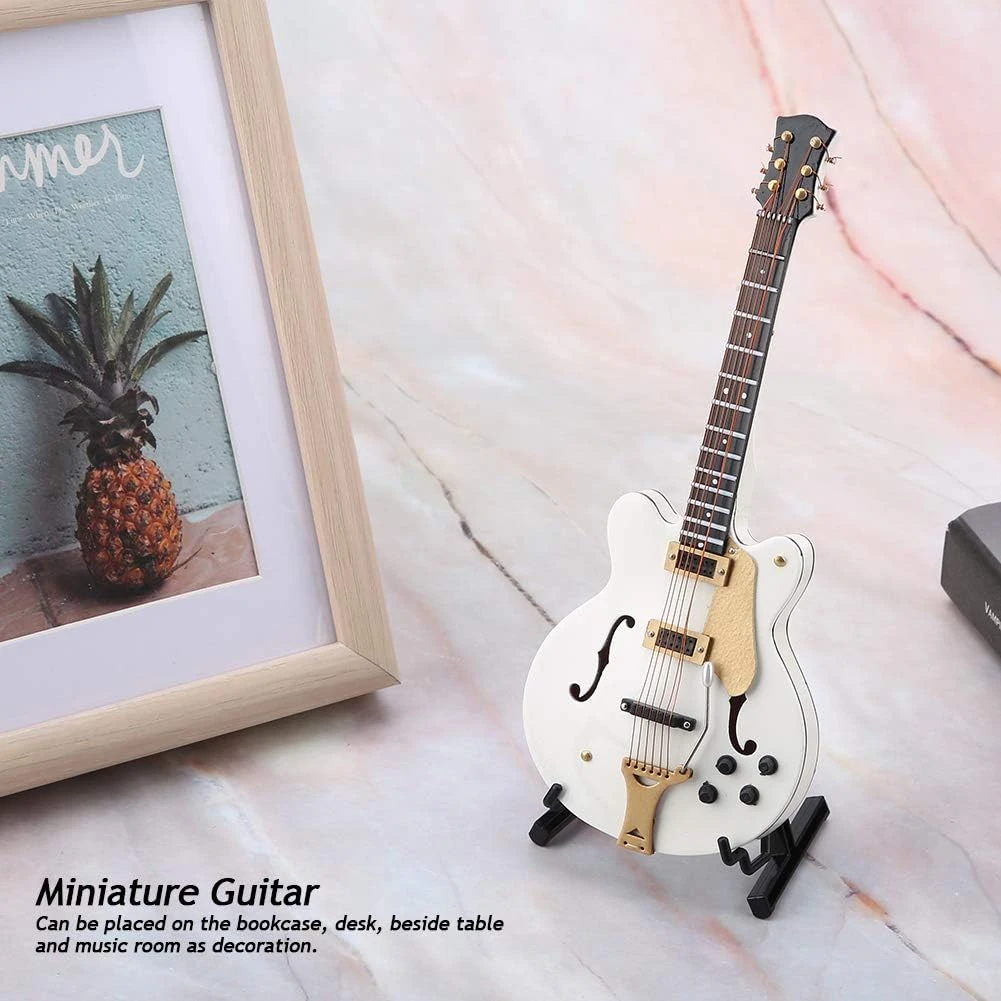 Guitare Miniature Blanc Hilitand, Modèle Instrument 7 Pouces, Avec Support AFrame Réglable, Mini Instrument De Musique, Ornements Guitare Électrique, Cadeau Noël / Anniversaire 6 Guitare Miniature Blanc Hilitand, Modèle Instrument 7 Pouces, Avec Support AFrame Réglable, Mini Instrument De Musique, Ornements Guitare Électrique, Cadeau Noël / Anniversaire - Image 4