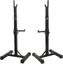 Cadeau De Noël Paire De Rack Réglable Robuste En Acier Squat Barbell Banc Press Stands
