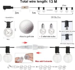 OMIKA LED Extérieure Cordes Lumières, Patio Lumières Extérieure Étanche, 30FT Changement De Couleur G40 Ampoules, Connectable Commercial Lumières Décoratives Pour Bistro Backyard Party Camping Décorations De Noël -Oui || N/A || pearhead 61TyFzjQJSL. AC SL1001